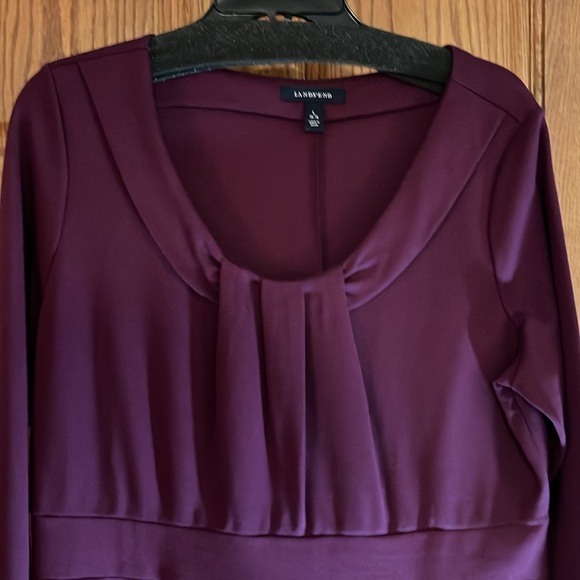 Lands End Knit 3/4” Sleeve wine colored dress - Picture 4 of 5